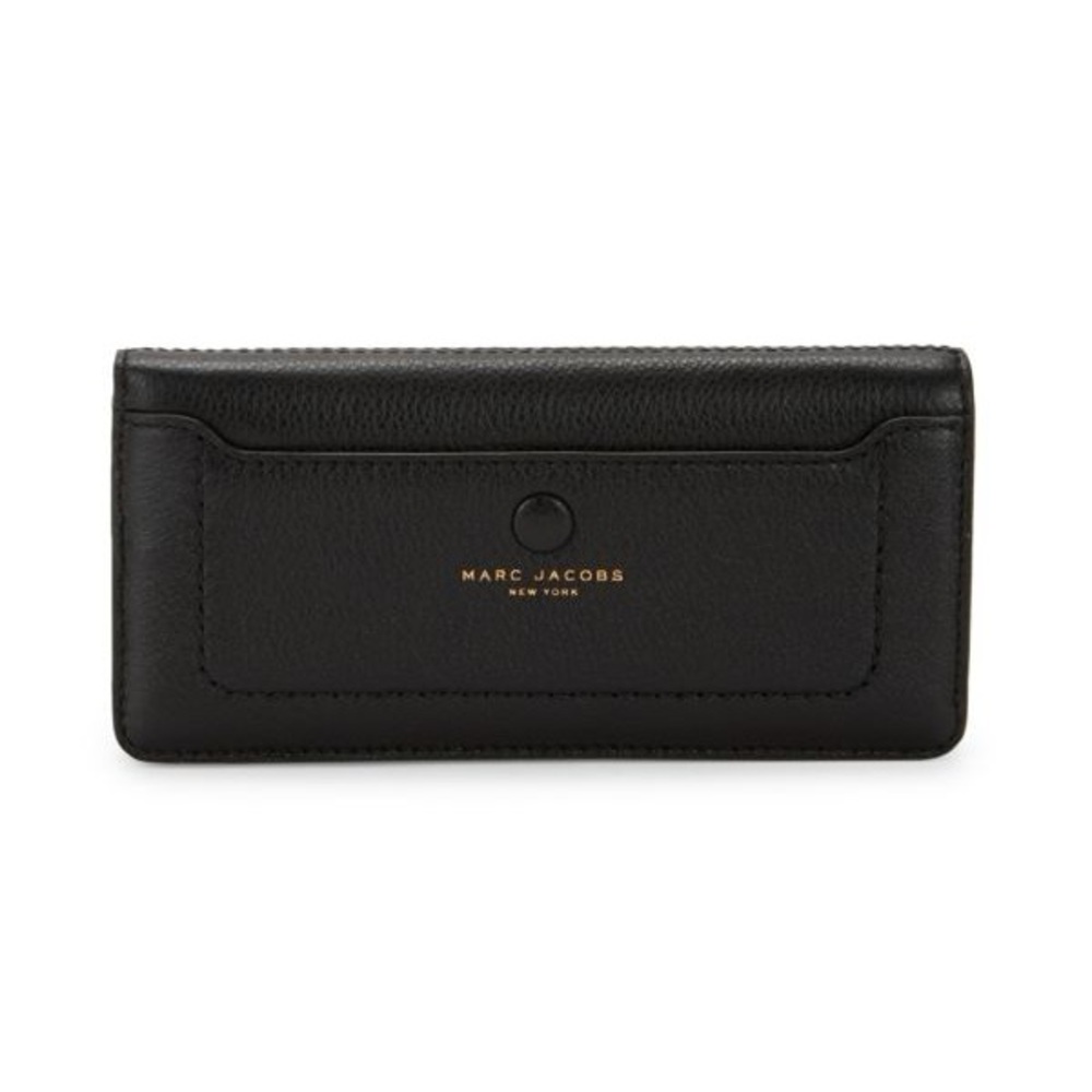 Marc Jacobs Empire City Open Face Fold Leather Wallet Black One Size Accessory